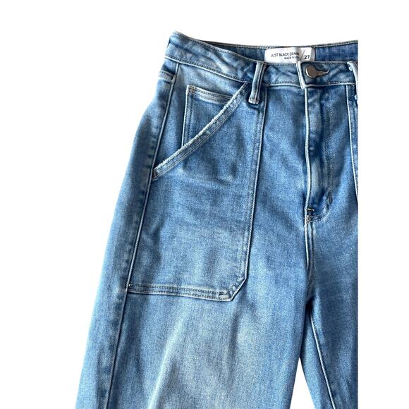 Just Black Denim Blue Jeans The Patch Pocket Wide Leg Pre-Loved Size 27 - Picture 14 of 14